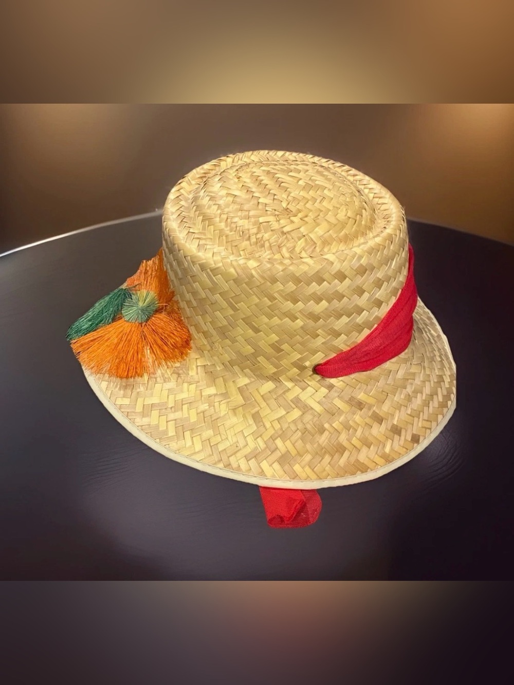 Vintage Straw Raffia Floral Summer Beach Garden Hat From Mexico - Picture 2 of 7